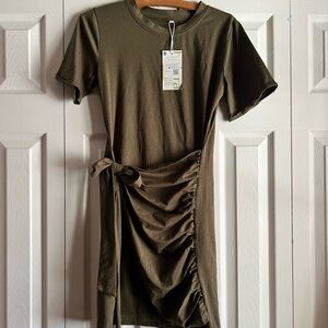 BNWT Halara Olive Green Side-Tie Dress